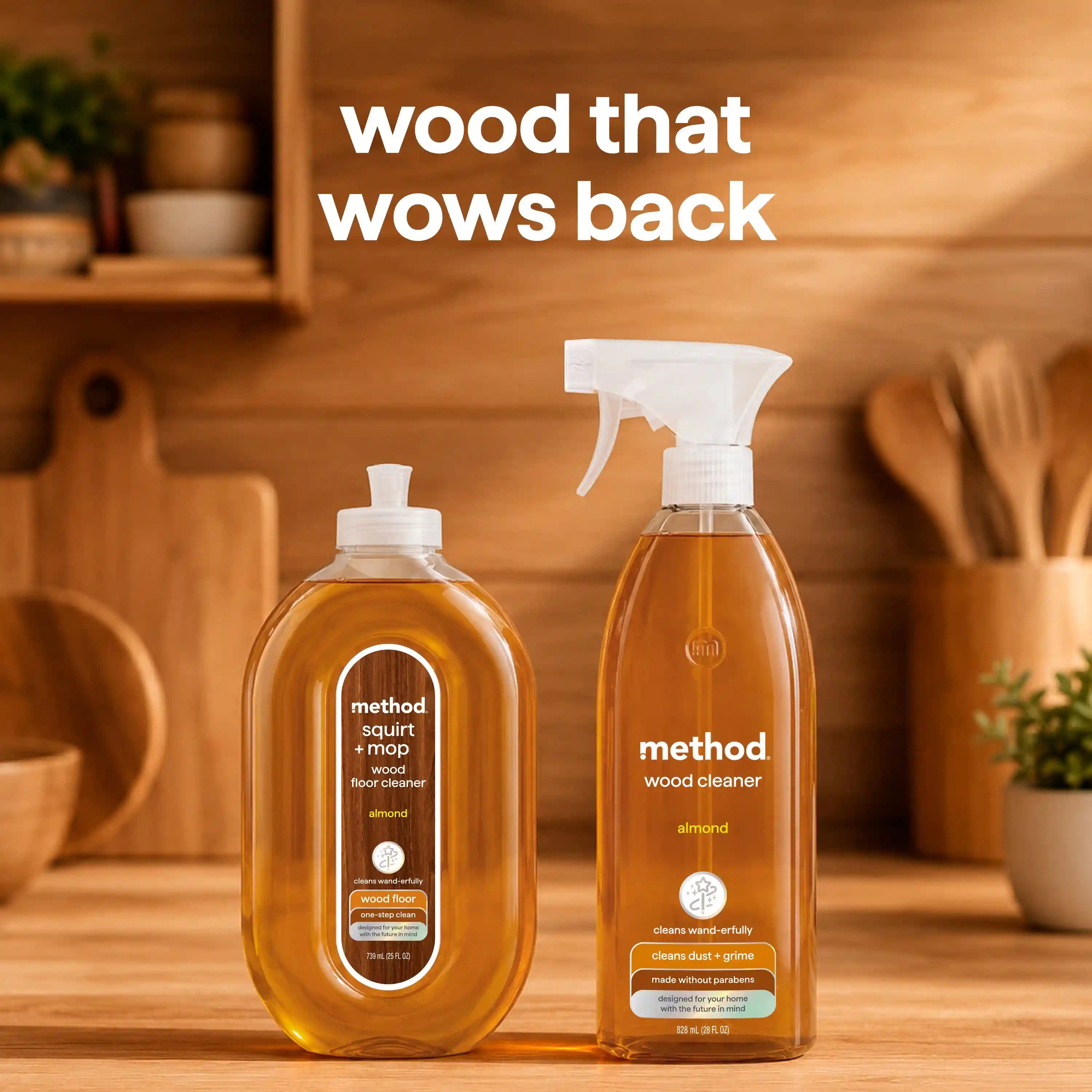 daily wood cleaner - almond, 28 fl oz