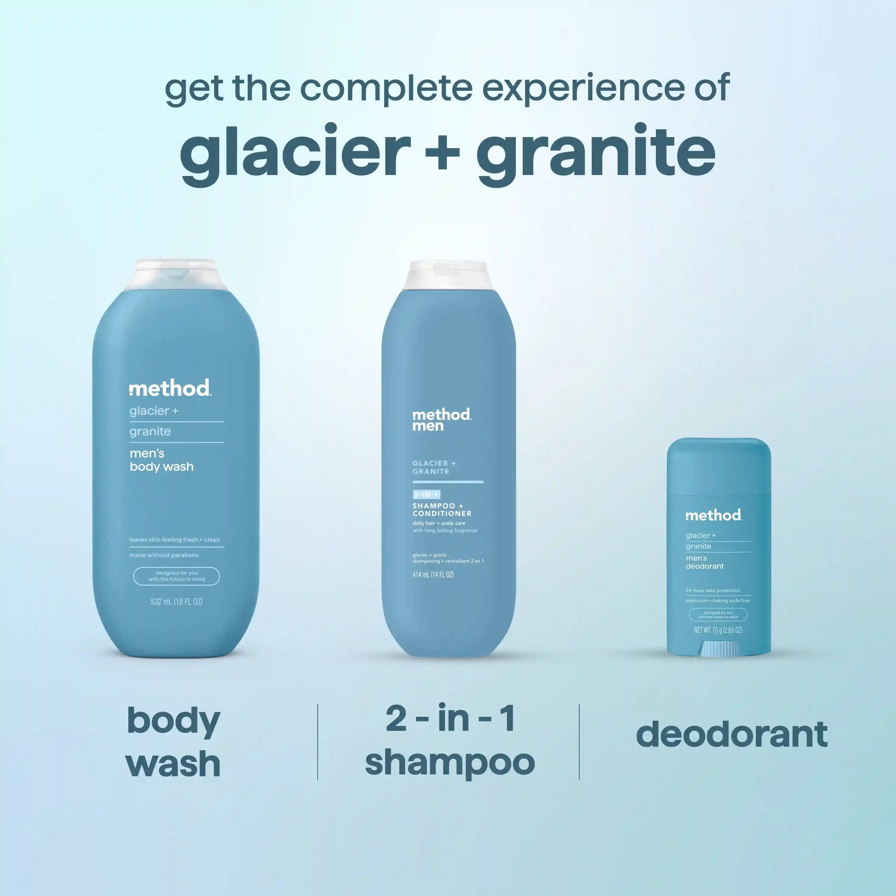 men's body wash - glacier + granite, 18 fl oz