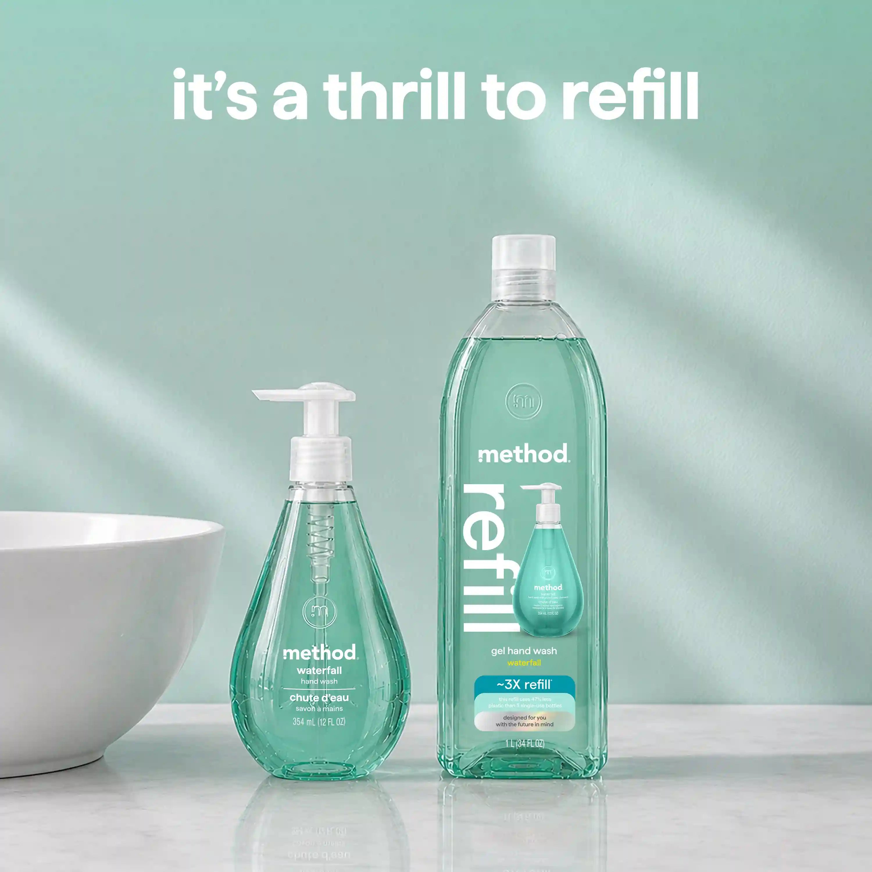 gel hand wash refill - waterfall, 34 fl oz 1