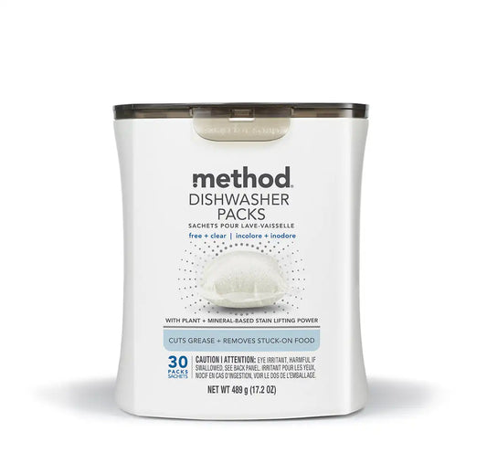 dishwasher packs - free + clear, 30 ct