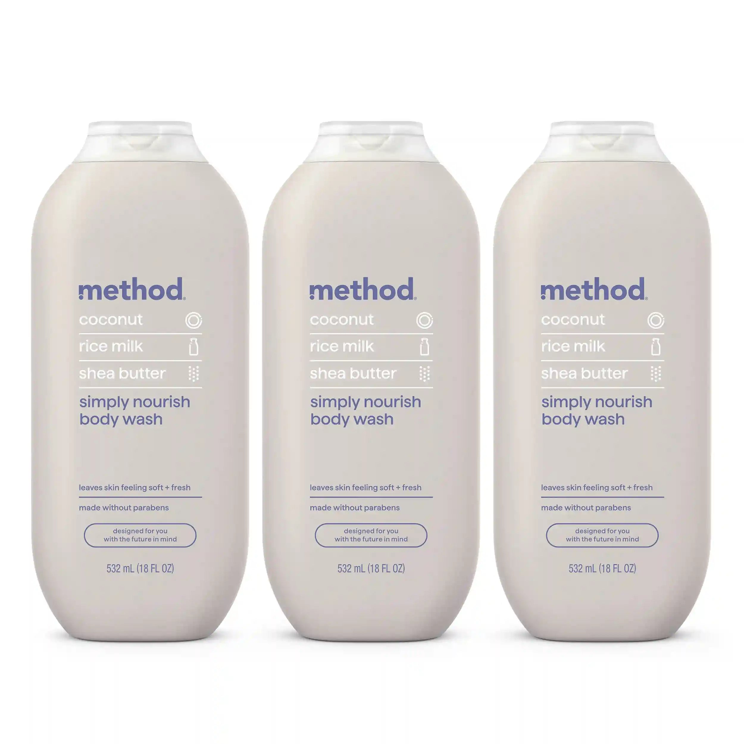 simply nourish body wash 3-count bundle, 54 fl oz
