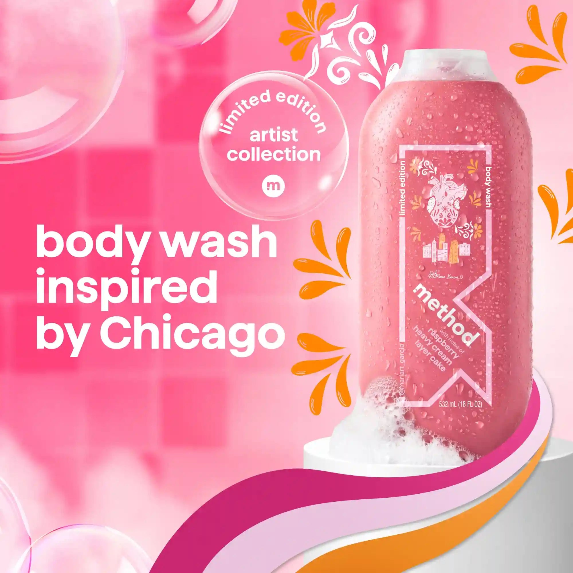 limited edition body wash, artist collection, chicago