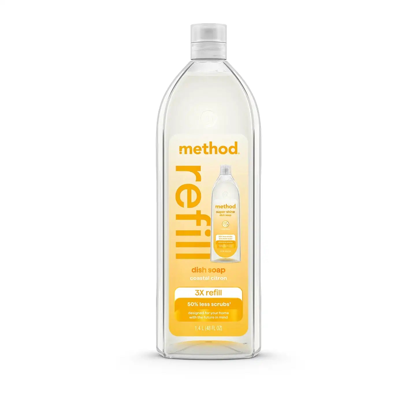 super shine liquid dish soap refill - coastal citron, 48 fl oz