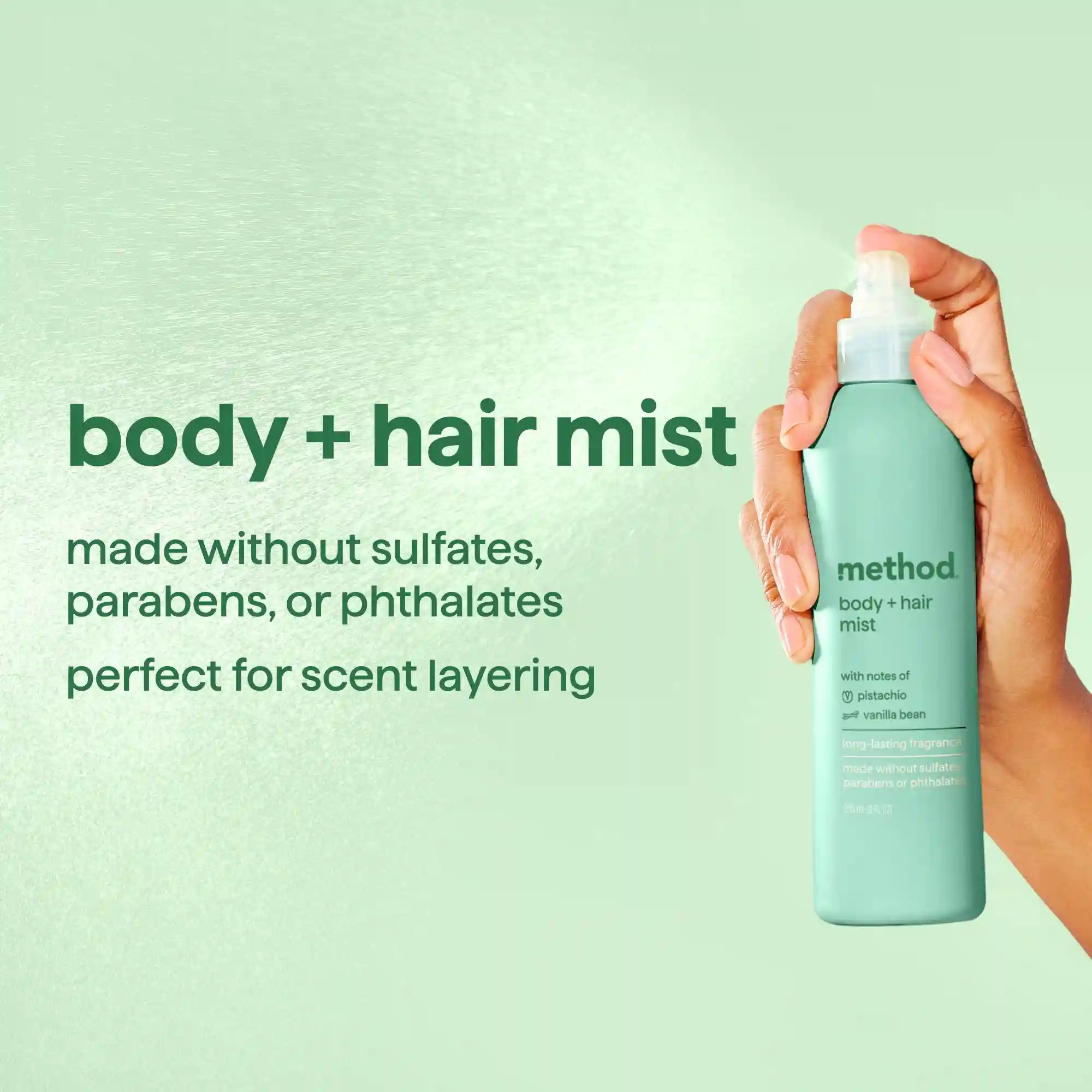body + hair mist - pistachio + vanilla, 8 fl oz