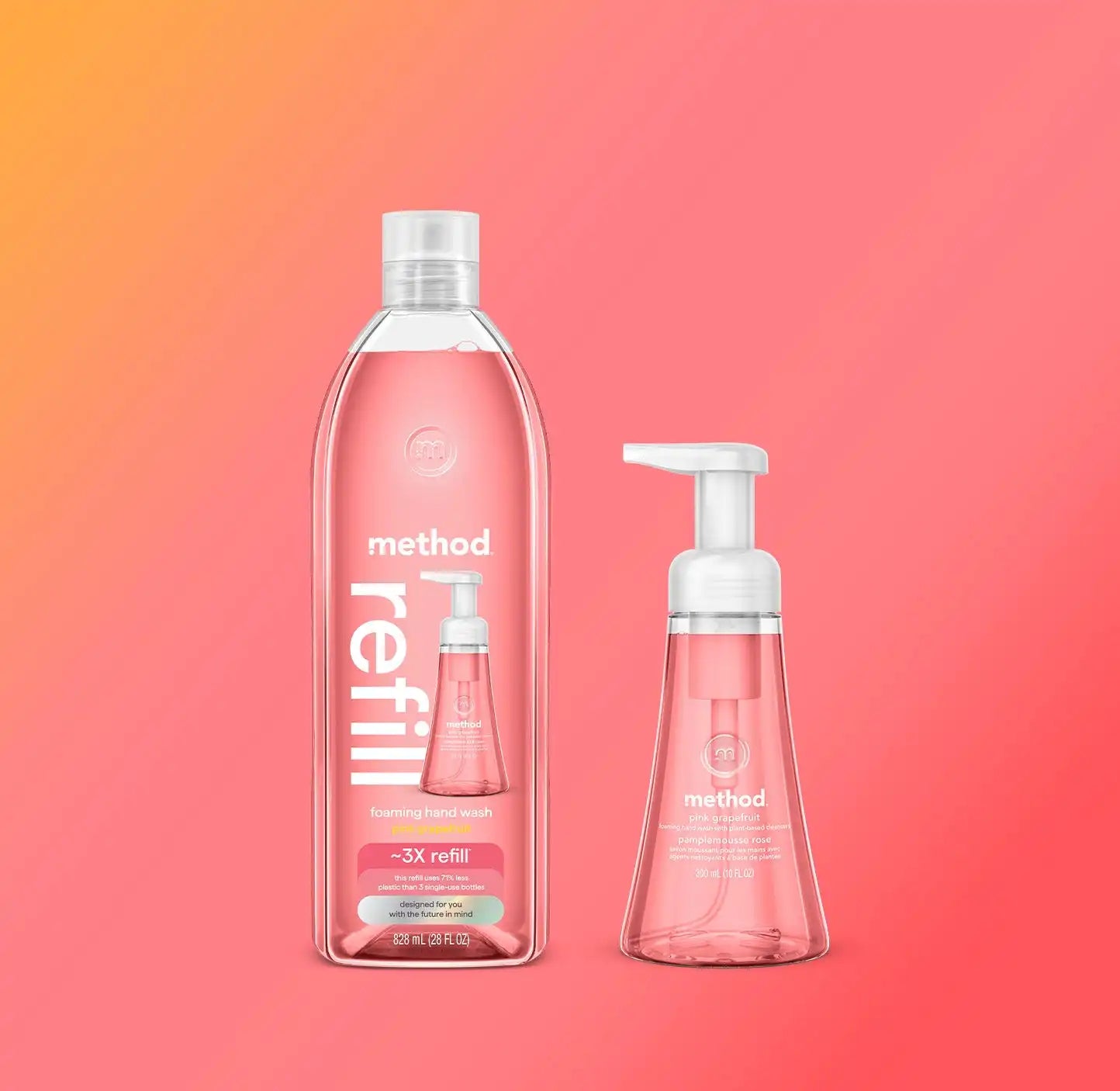 pink grapefruit foaming hand wash starter set, 38 oz