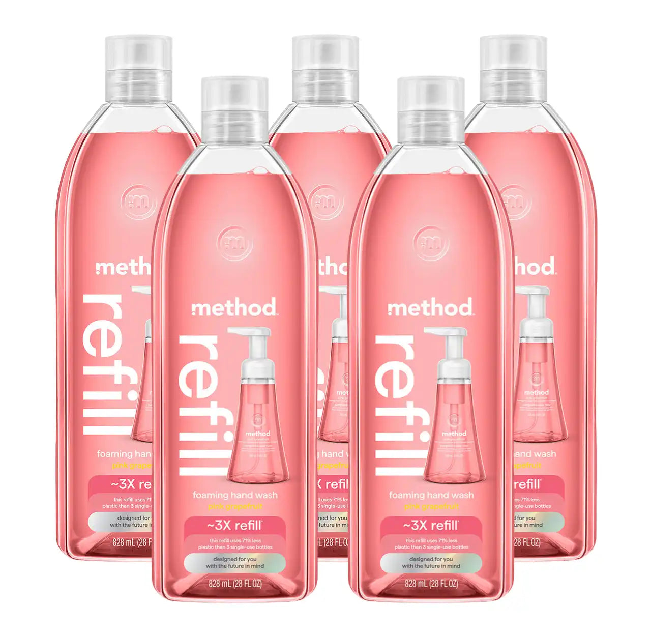 pink grapefruit foaming hand wash refill 5-count bundle, 140 fl oz