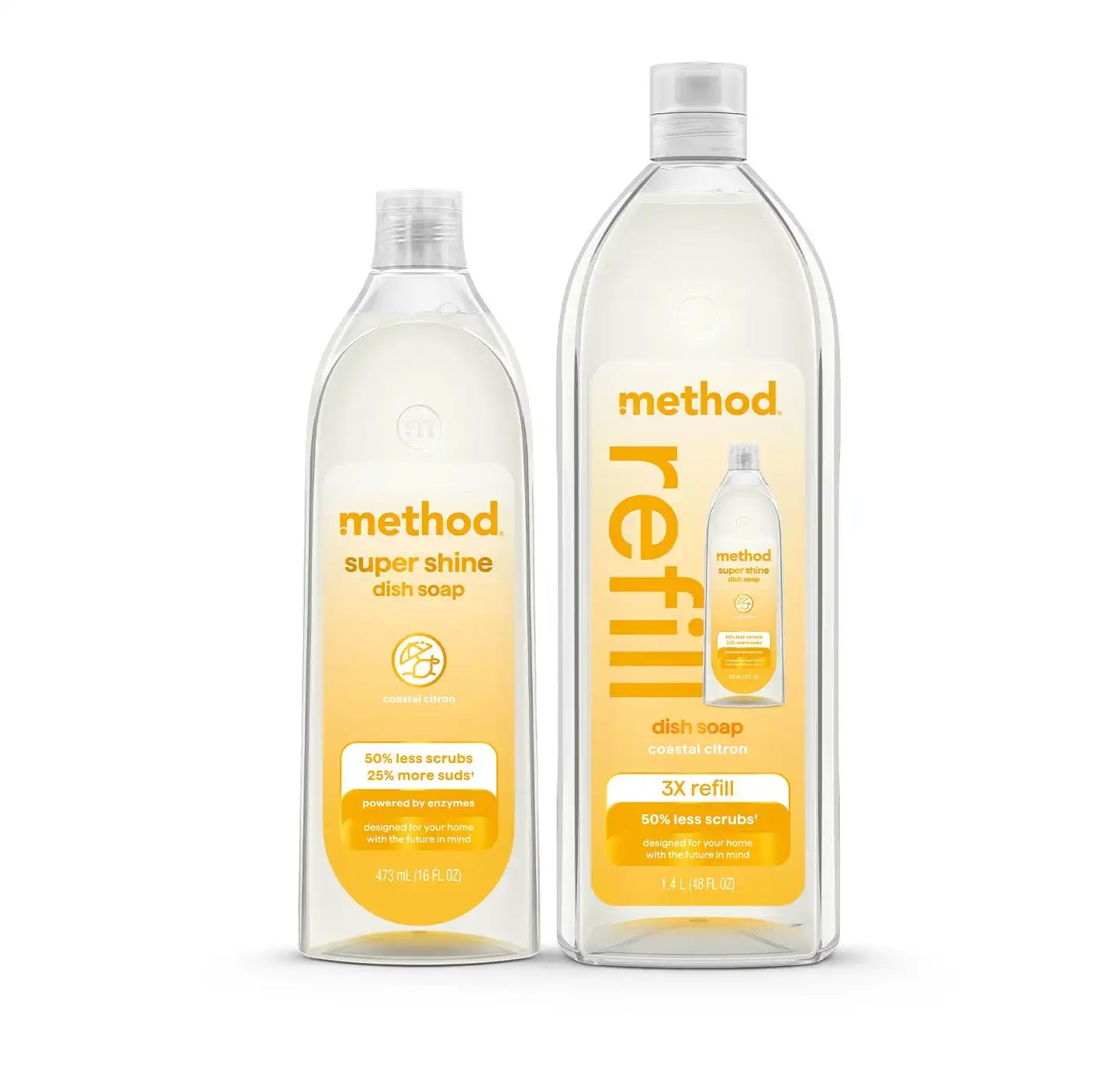 super shine liquid dish soap starter set - coastal citron, 64 fl oz