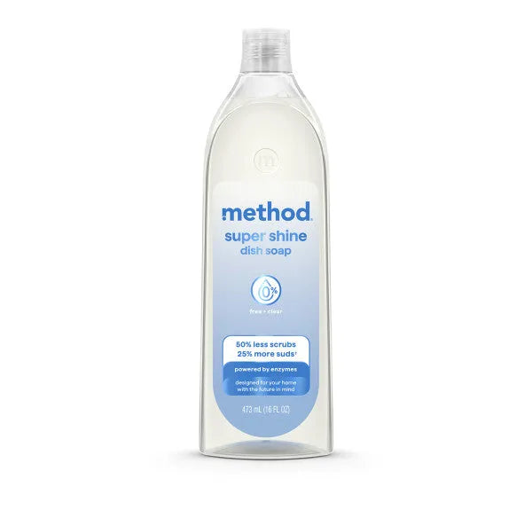 super shine liquid dish soap - free + clear, 16 fl oz
